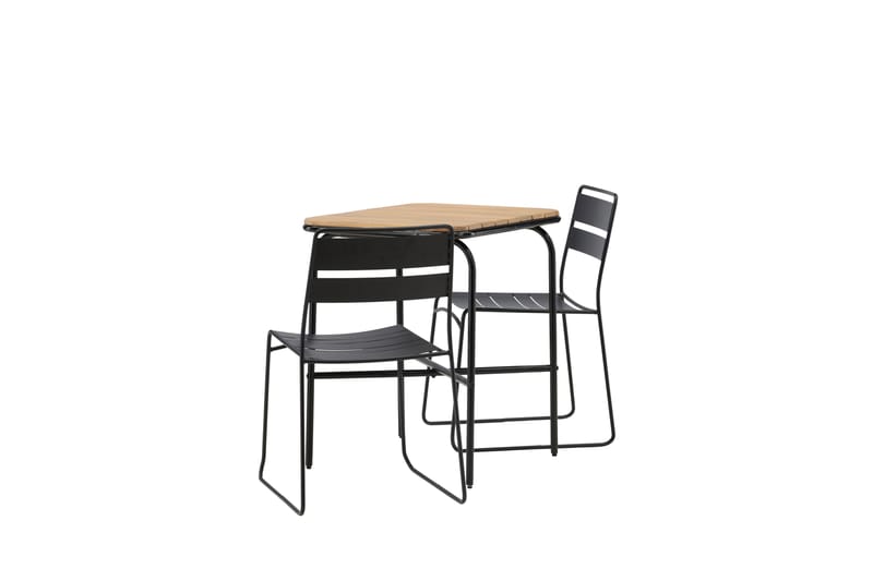 Holmbeck Cafésett 70 cm + 2 Lina Spisestoler - Svart/Brun - Hagemøbler & utemiljø - Hagegruppe - Cafemøbler & cafesett