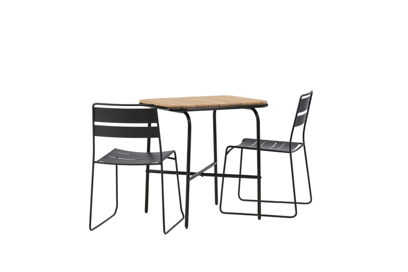 Holmbeck Cafésett 70 cm + 2 Lina Spisestoler - Svart/Brun - Hagemøbler & utemiljø - Hagegruppe - Cafemøbler & cafesett