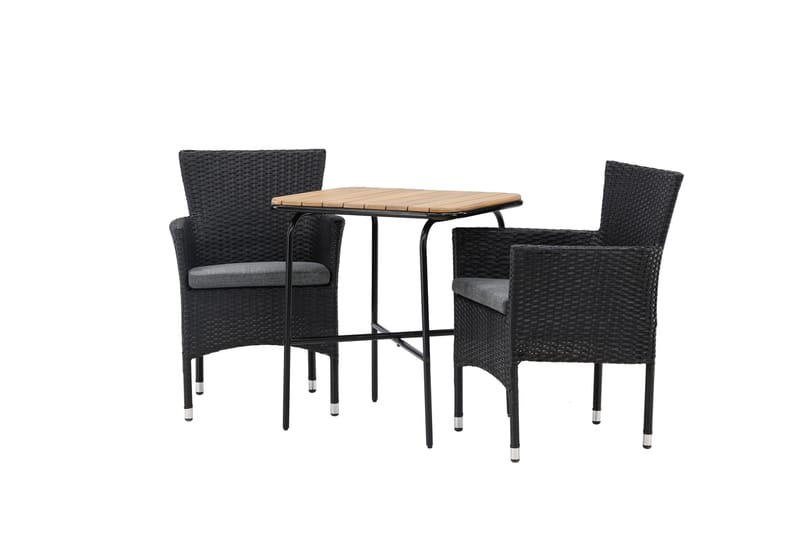 Holmbeck Cafésett 70 cm + 2 Malina Karmstoler - Svart/Brun - Hagemøbler & utemiljø - Hagegruppe - Cafemøbler & cafesett