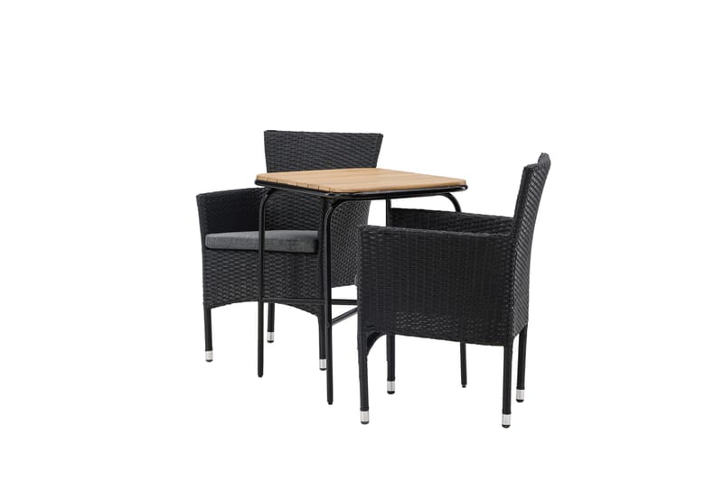 Holmbeck Cafésett 70 cm + 2 Malina Karmstoler - Svart/Brun - Hagemøbler & utemiljø - Hagegruppe - Cafemøbler & cafesett