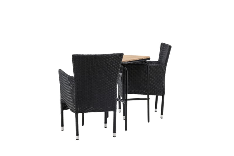 Holmbeck Cafésett 70 cm + 2 Malina Karmstoler - Svart/Brun - Hagemøbler & utemiljø - Hagegruppe - Cafemøbler & cafesett