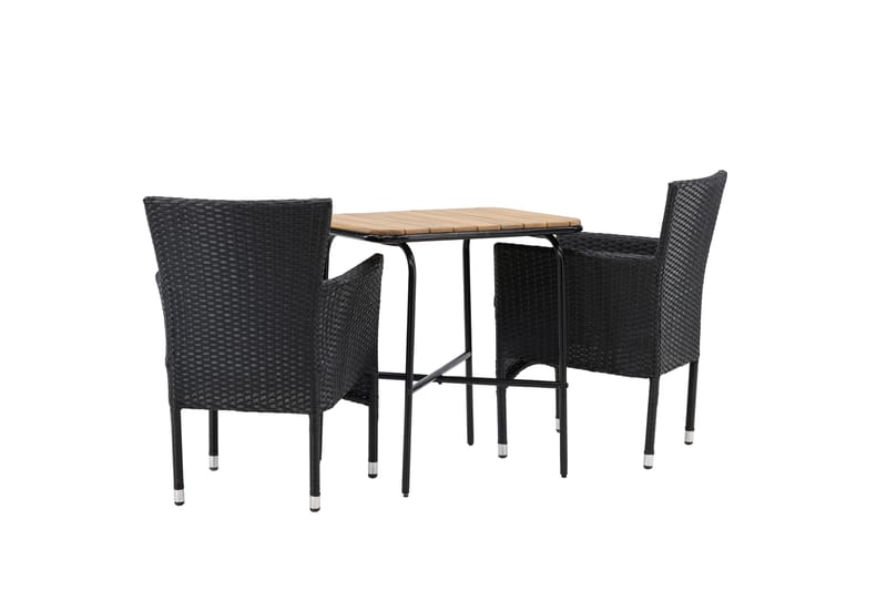 Holmbeck Cafésett 70 cm + 2 Malina Karmstoler - Svart/Brun - Hagemøbler & utemiljø - Hagegruppe - Cafemøbler & cafesett