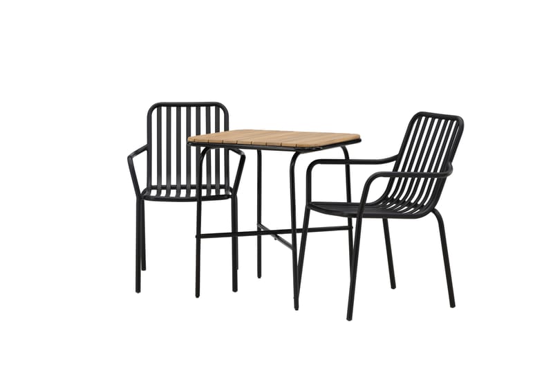 Holmbeck Cafésett 70 cm + 2 Peking Karmstoler - Svart/Brun - Hagemøbler & utemiljø - Hagegruppe - Cafemøbler & cafesett