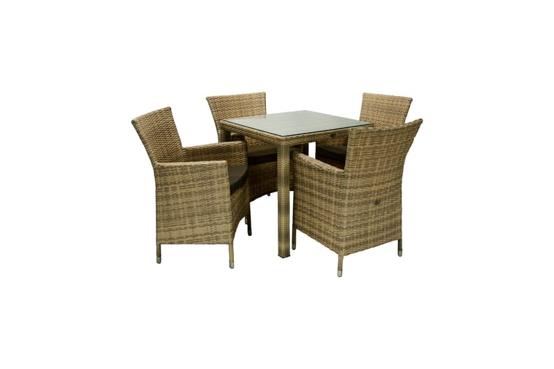 Cafesett WICKER bord og 4 stoler 73x73xH71cm - Hagemøbler & utemiljø - Hagegruppe - Spisegrupper hage