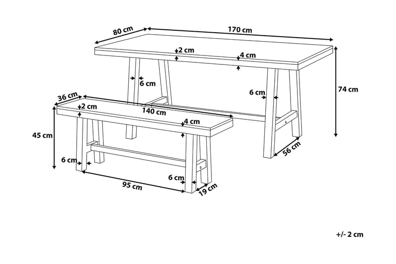 Hagebord+ 2 Benker Scania 80 cm - Hvit - Hagemøbler & utemiljø - Hagegruppe - Spisegrupper hage