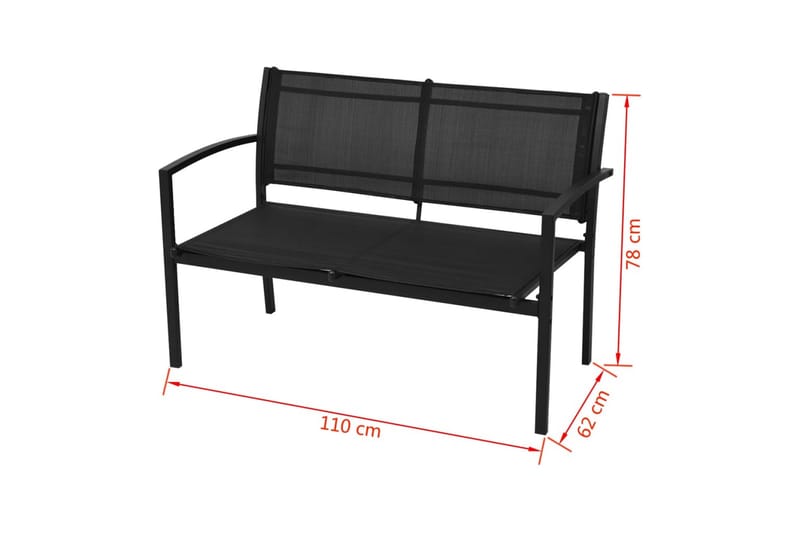 Hagesofagruppe 4 deler aluminum textilene svart - Svart - Hagemøbler & utemiljø - Hagegruppe - Spisegrupper hage