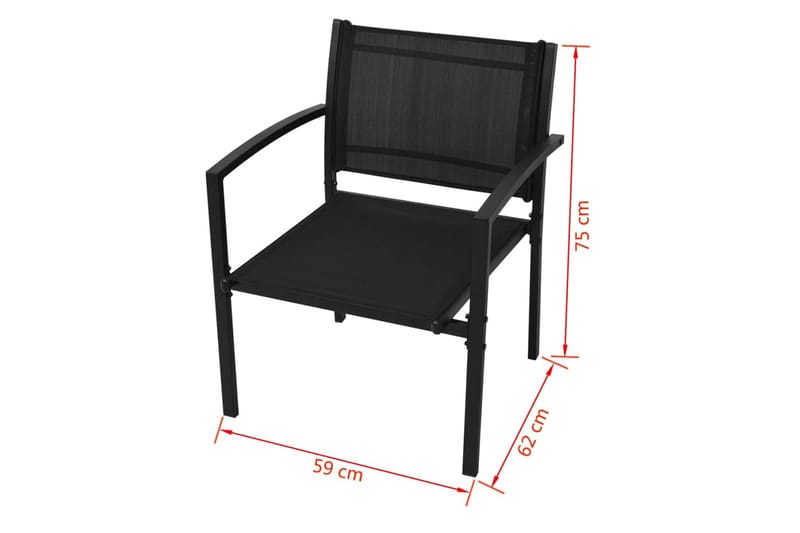 Hagesofagruppe 4 deler aluminum textilene svart - Svart - Hagemøbler & utemiljø - Hagegruppe - Spisegrupper hage
