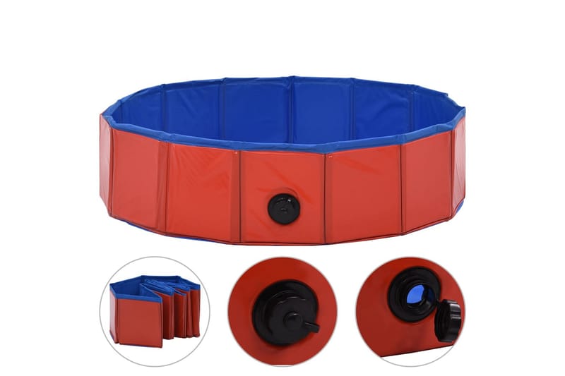 Sammenleggbart hundebasseng rød 80x20 cm PVC - Hagemøbler & utemiljø - Hagegruppe - Spisegrupper hage