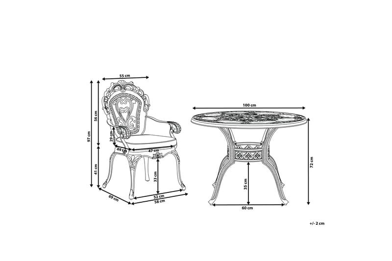 Spisegruppe Scario 100 cm + 4 Stoler - Brun - Hagemøbler & utemiljø - Hagegruppe - Spisegrupper hage