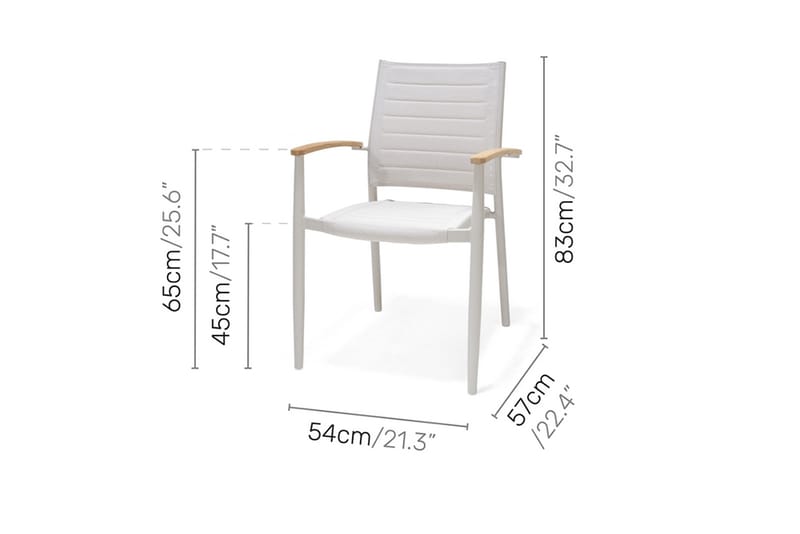 Spisegruppe Portals 95 cm + 4 Karmstoler - Hvit / Tre - Hagemøbler & utemiljø - Hagegruppe - Spisegrupper hage