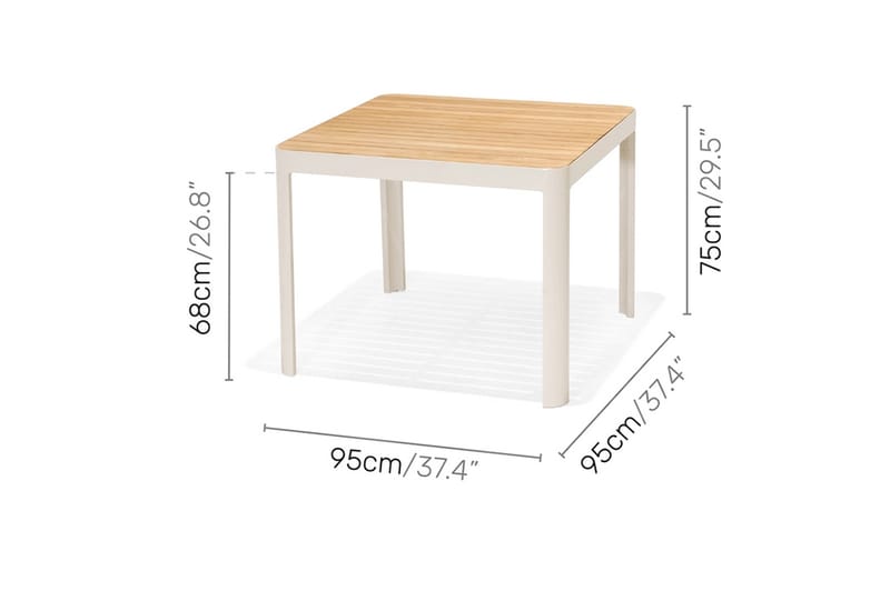 Spisegruppe Portals 95 cm + 4 Karmstoler - Hvit / Tre - Hagemøbler & utemiljø - Hagegruppe - Spisegrupper hage