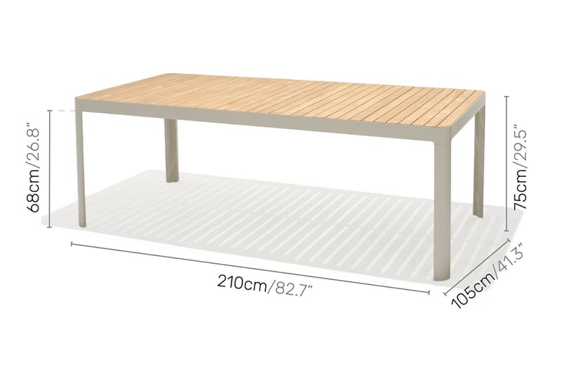 Spisegruppe Portals 209 cm + 6 Karmstoler - Hvit / Tre - Hagemøbler & utemiljø - Hagegruppe - Spisegrupper hage