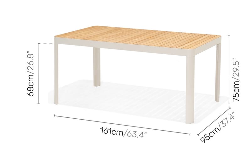 Spisegruppe Portals 161 cm + 6 Karmstoler - Hvit / Tre - Hagemøbler & utemiljø - Hagegruppe - Spisegrupper hage