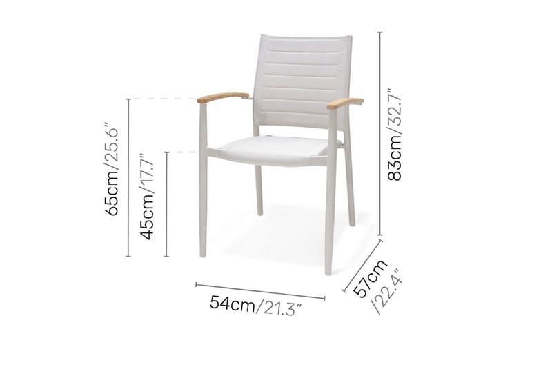 Spisegruppe Portals 161 cm + 6 Karmstoler - Hvit / Tre - Hagemøbler & utemiljø - Hagegruppe - Spisegrupper hage