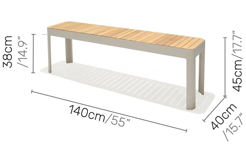 Spisegruppe Portals 161 cm + 2 Benker - Hvit / Tre - Hagemøbler & utemiljø - Hagegruppe - Spisegrupper hage