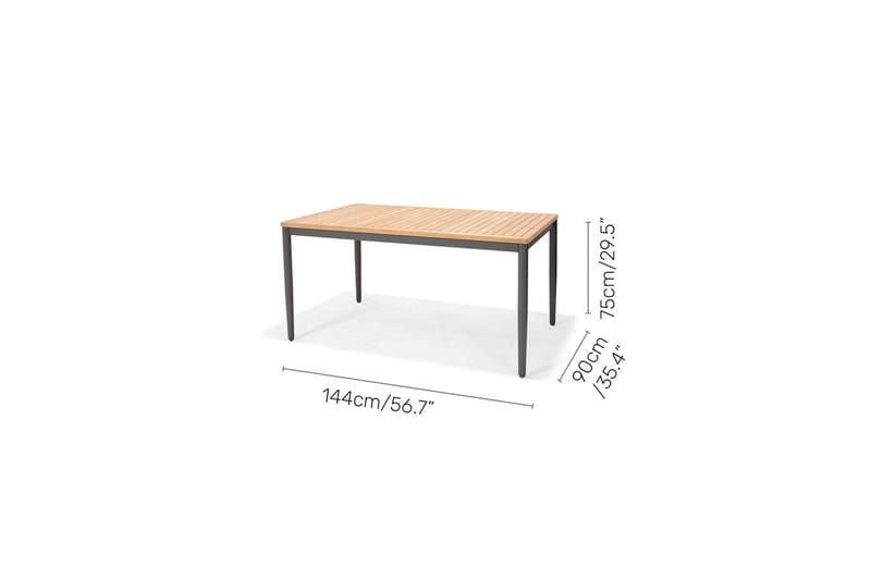 Spisegruppe Panjin 144x90 cm + 6 Stoler Svart - Lifestyle Garden - Spisegrupper hage