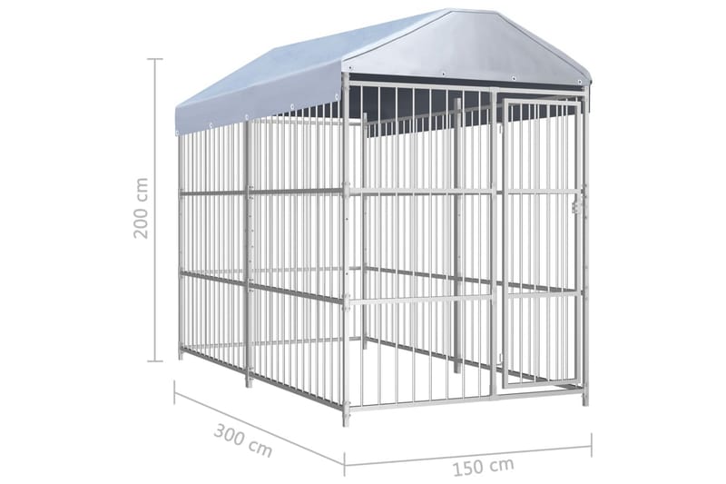 Utendørs hundegård med tak 300x150 cm - Hagemøbler & utemiljø - Hagegruppe - Spisegrupper hage