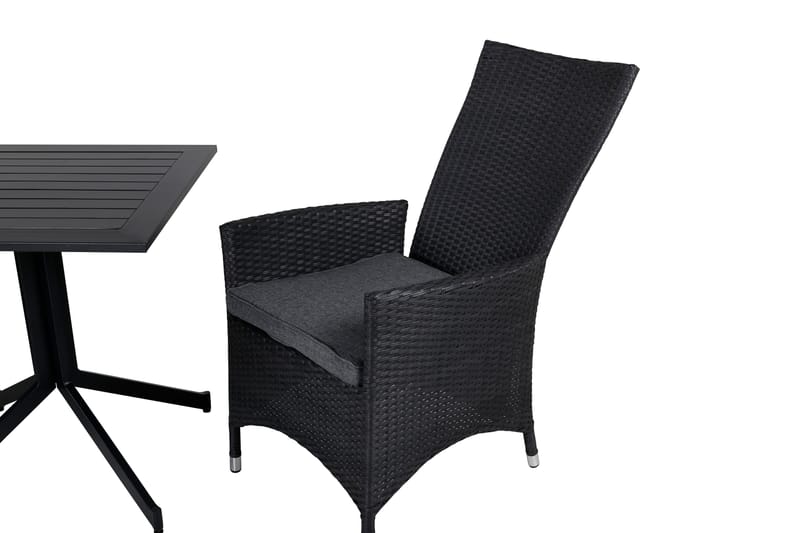 Way Spisegruppe 70cm + 2 Padova Reclinerstoler - Svart/Grå - Hagemøbler & utemiljø - Hagegruppe - Spisegrupper hage