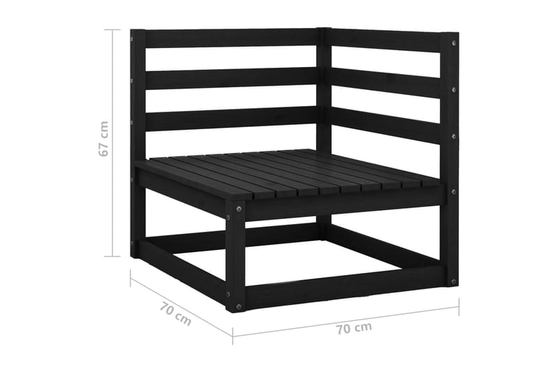 Hagesofagruppe 14 deler svart heltre furu - Svart - Hagemøbler & utemiljø - Loungemøbler - Loungegrupper