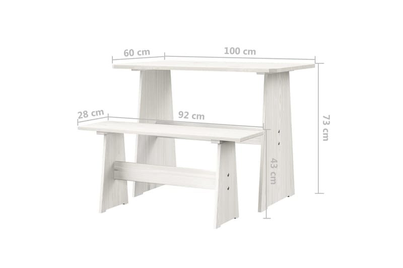 Hagesofagruppe 3 deler hvit heltre furu - Hvit - Hagemøbler & utemiljø - Loungemøbler - Loungegrupper