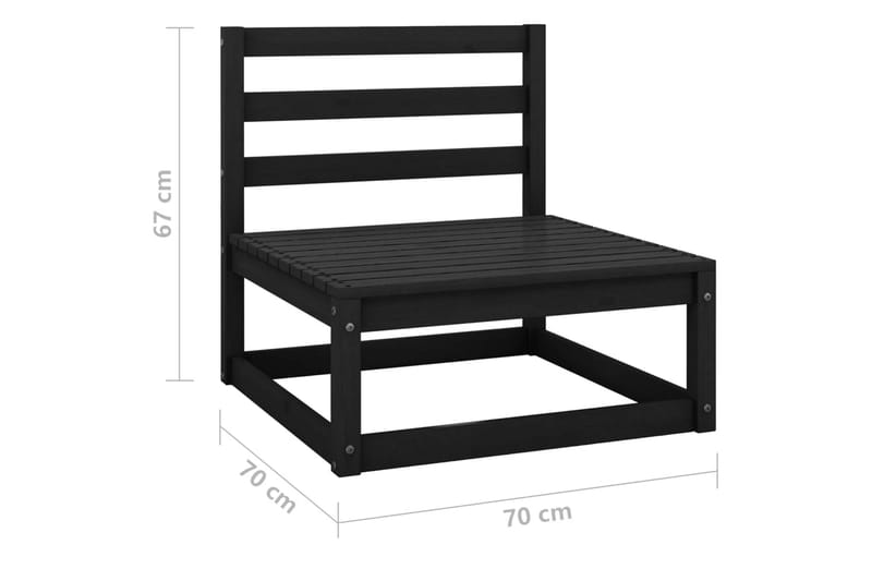 Hagesofagruppe 5 deler svart heltre furu - Svart - Hagemøbler & utemiljø - Loungemøbler - Loungegrupper