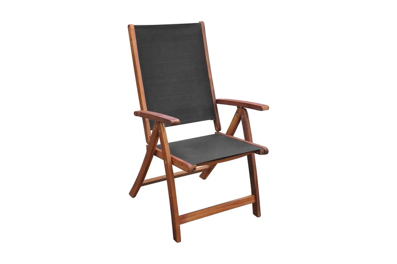 Sammenleggbare stoler 2 stk akasie og textilene - Svart - Posisjonsstoler