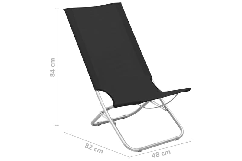 Sammenleggbare strandstoler 2 stk svart stoff - Svart - Hagemøbler & utemiljø - Stoler & Lenestoler - Solstoler