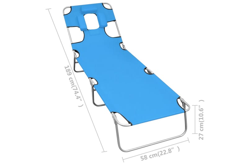 Sammenleggbar solseng med hodepute stål turkisblå - Blå - Hagemøbler & utemiljø - Stoler & Lenestoler - Solsenger & solvogner