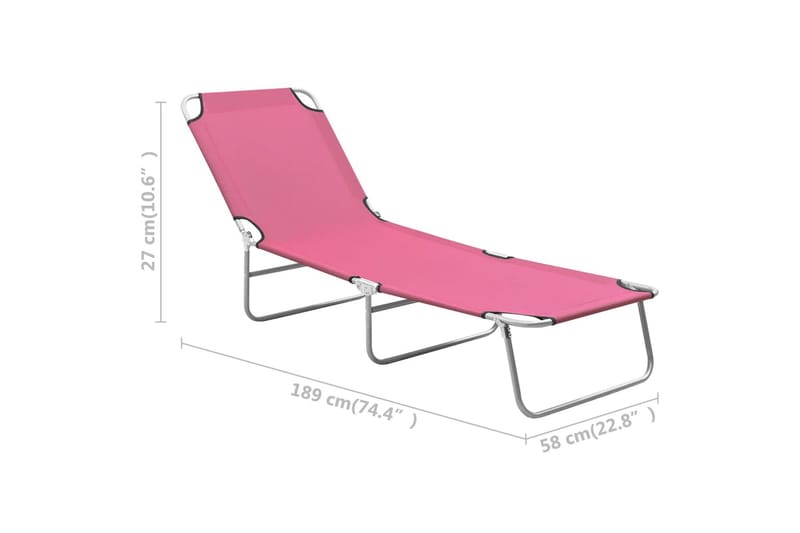 Sammenleggbar solseng stål og stoff rosa - Rosa - Hagemøbler & utemiljø - Stoler & Lenestoler - Solsenger & solvogner