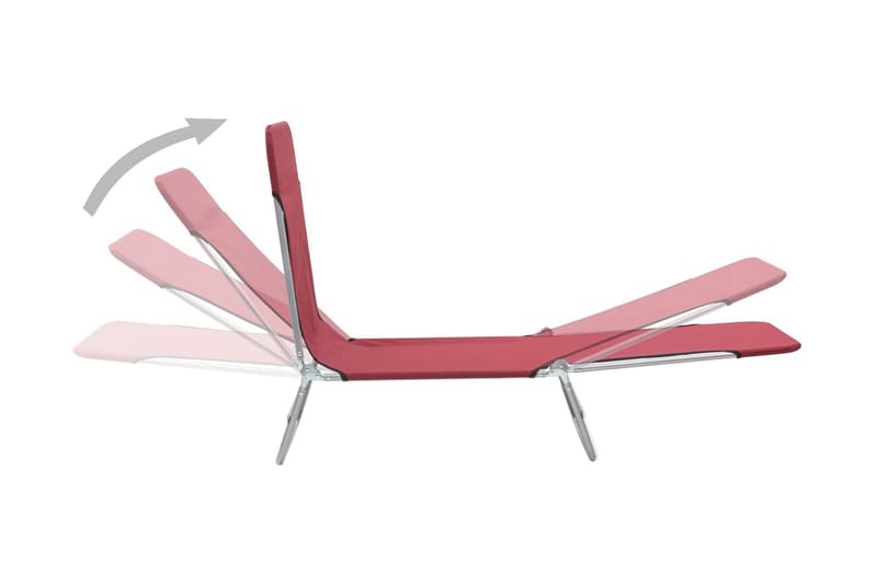 Sammenleggbare solsenger 2 stk stål og stoff rød - Rød - Solsenger & solvogner