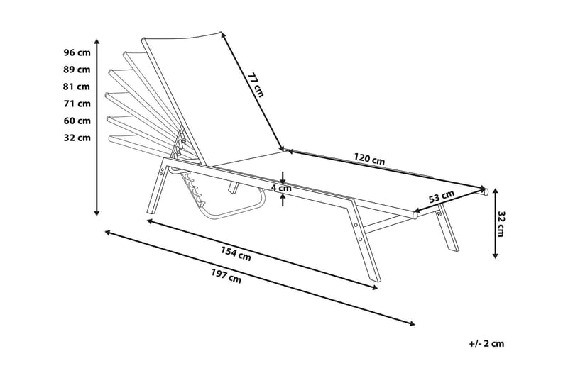 Solseng Tawonna 197 cm - Blå - Hagemøbler & utemiljø - Stoler & Lenestoler - Solsenger & solvogner