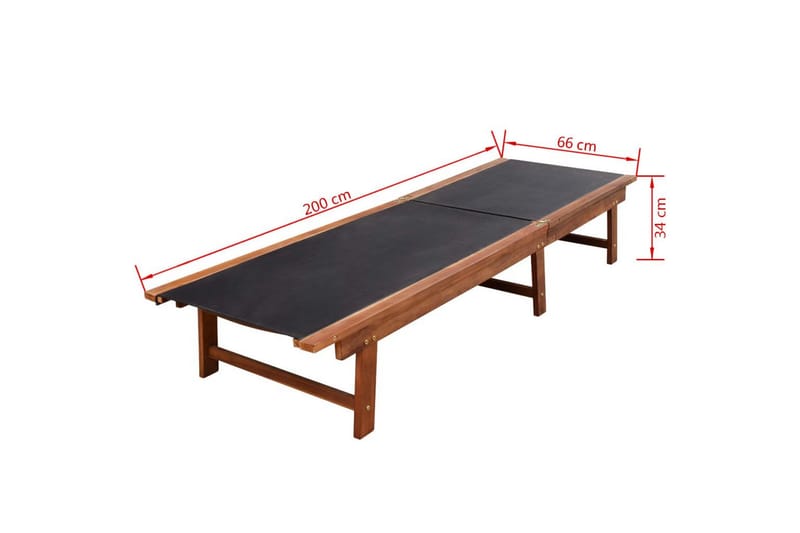 Solsenger 2 stk med bord heltre akasie og textilene - Brun - Hagemøbler & utemiljø - Stoler & Lenestoler - Solsenger & solvogner