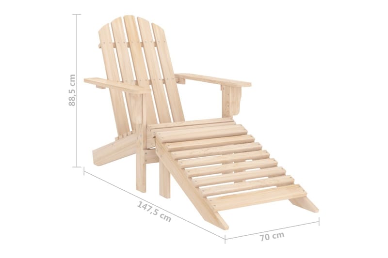 Adirondack hagestol med ottoman heltre gran - Hagemøbler & utemiljø - Stoler & Lenestoler - Solstoler - Dekkstol