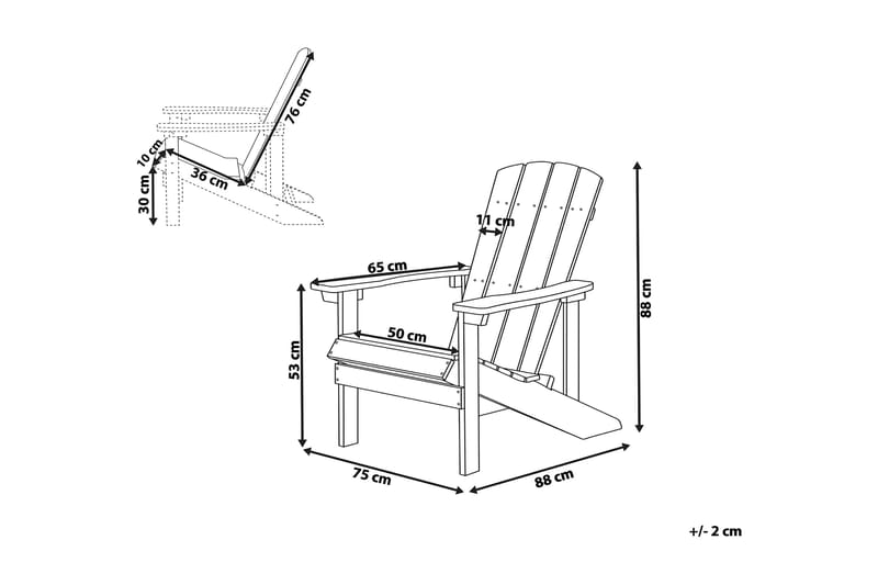 Dekkstol Adirondack 88 | 75 | 88 cm - Blå - Hagemøbler & utemiljø - Stoler & Lenestoler - Solstoler - Dekkstol