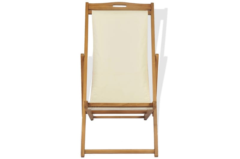 Fluktstol teak 56x105x96 cm krem - Beige|Hvit - Solstoler