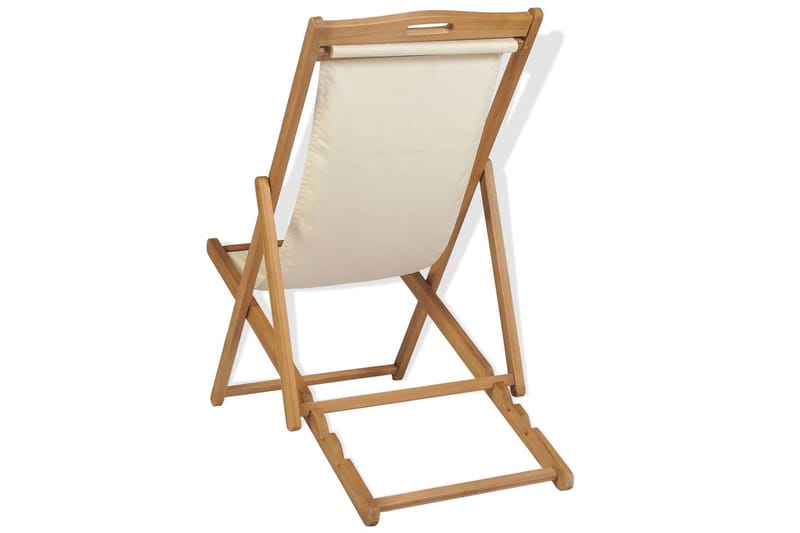 Fluktstol teak 56x105x96 cm krem - Beige|Hvit - Hagemøbler & utemiljø - Stoler & Lenestoler - Solstoler