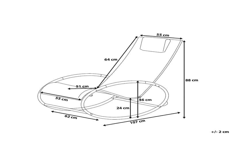 Solseng Campo 62 cm - Grå - Hagemøbler & utemiljø - Stoler & Lenestoler - Solstoler