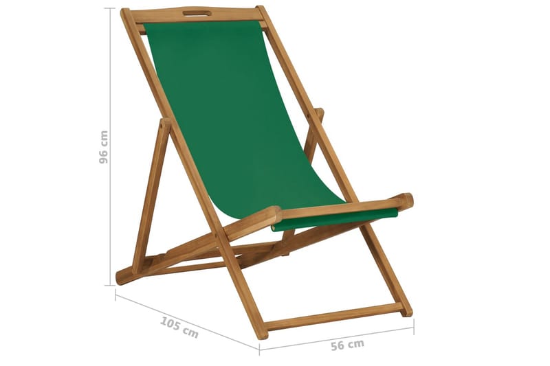 Sammenleggbar strandstol heltre teak grønn - Grønn - Hagemøbler & utemiljø - Stoler & Lenestoler - Solstoler - Strandstol