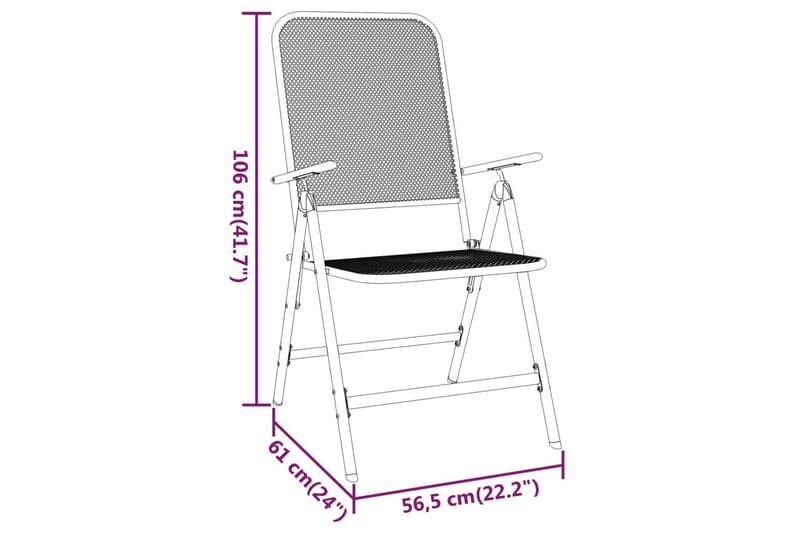 Sammenleggbare hagestoler 2 stk strekkmetall netting antrasi - Antrasittgrå - Hagemøbler & utemiljø - Stoler & Lenestoler - Spisestol ute
