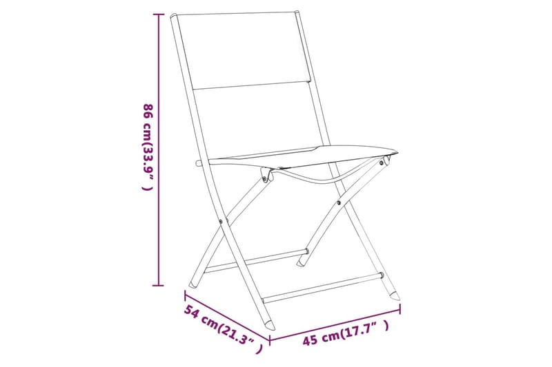Sammenleggbare utestoler 2 stk svart stål og textilene - Svart - Hagemøbler & utemiljø - Stoler & Lenestoler - Spisestol ute