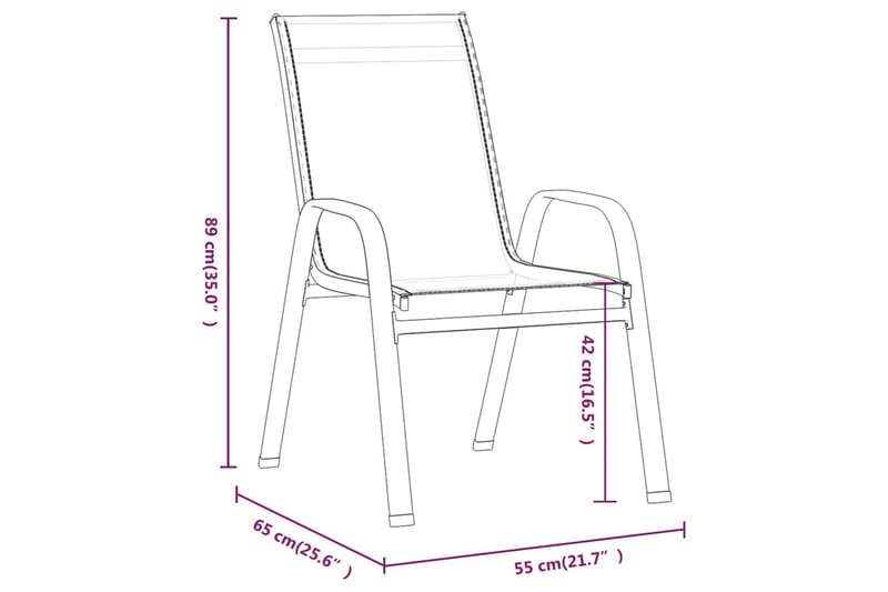 Stablebare hagestoler 2 stk svart textilene-stoff - Svart - Hagemøbler & utemiljø - Stoler & Lenestoler - Spisestol ute