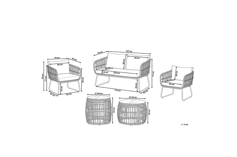 4-seter Loungegruppe Pianillo - Beige/Kunstrotting - Hagemøbler & utemiljø - Loungemøbler - Loungegrupper