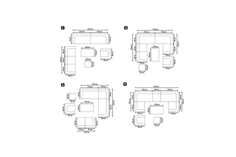 8-seter Loungegruppe Melantha - Lysebrun/Kunstrotting - Hagemøbler & utemiljø - Loungemøbler - Loungegrupper