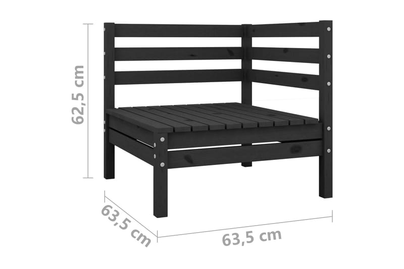 Hagesofagruppe 10 deler svart heltre furu - Svart - Hagemøbler & utemiljø - Loungemøbler - Loungegrupper