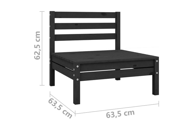 Hagesofagruppe 4 deler heltre furu svart - Svart - Hagemøbler & utemiljø - Loungemøbler - Loungegrupper