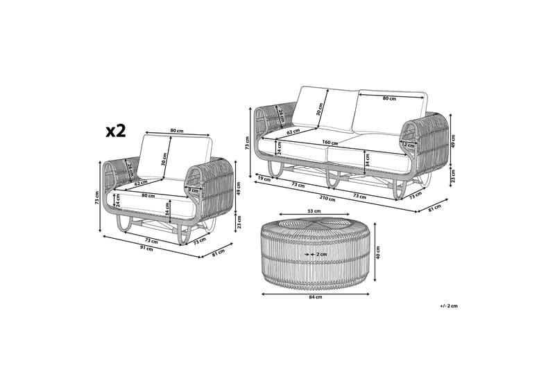 Loungegruppe 4-seters rotting DOLCEDO/LIMNI - Tre/natur - Hagemøbler & utemiljø - Loungemøbler - Loungegrupper