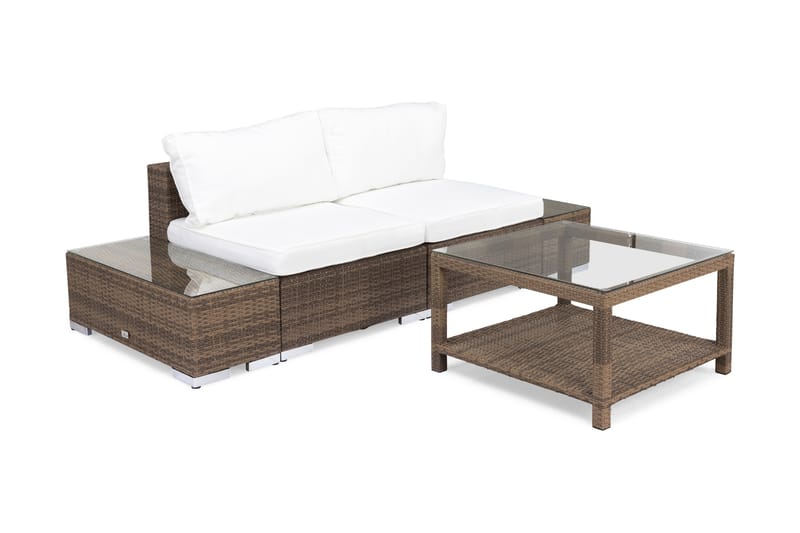 Loungegruppe Bahamas 2 Pers 1 Bord 75x75 - 2 Avslutninger Sand - Hagemøbler & utemiljø - Loungemøbler - Loungegrupper