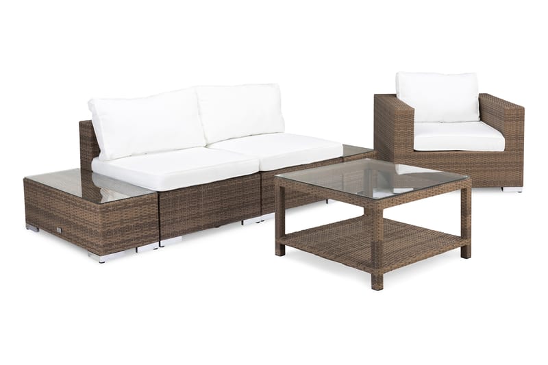 Loungegruppe Bahamas 3 Pers 1 Bord 75x75 - 2 Avslutninger 1 Lenestol Sand - Hagemøbler & utemiljø - Loungemøbler - Loungegrupper