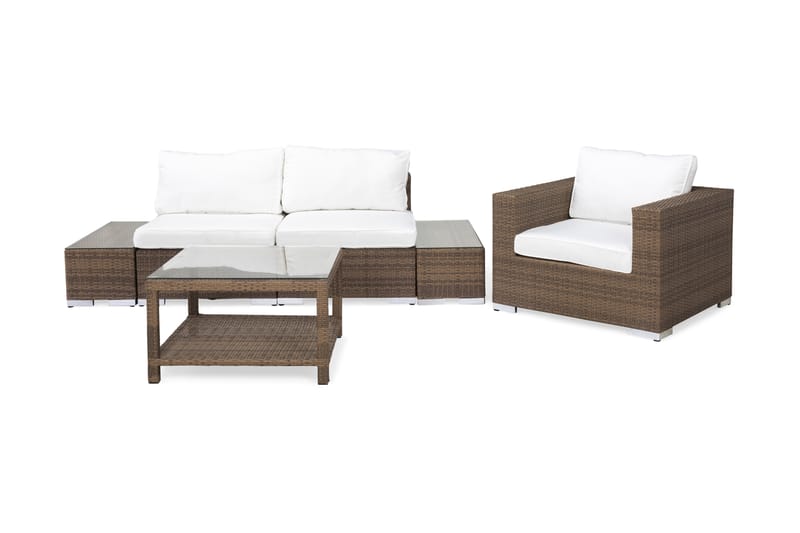 Loungegruppe Bahamas 3 Pers 1 Bord 75x75 - 2 Avslutninger 1 Lenestol Sand - Hagemøbler & utemiljø - Loungemøbler - Loungegrupper