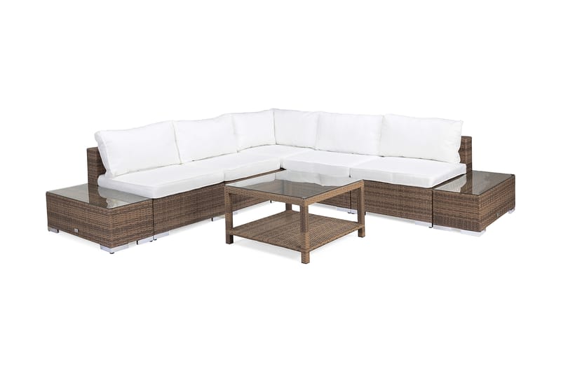 Loungegruppe Bahamas 5 Pers 1 Bord 75x75 - 2 Avslutninger Sand - Hagemøbler & utemiljø - Loungemøbler - Loungegrupper